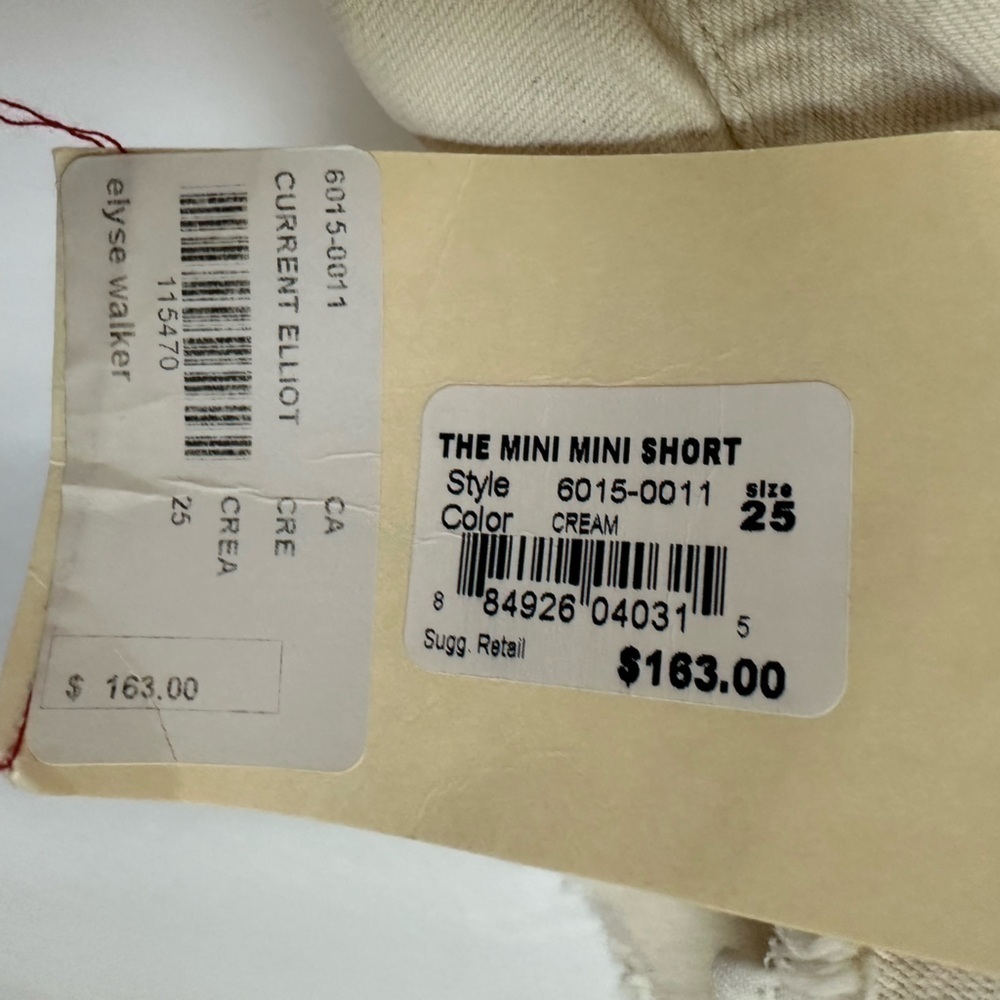 NWT Current/Elliott Cream The Mini Mini Short Sz 25 - Picture 2 of 4